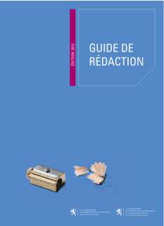 GUIDE DE REDACTION – ÉDITION 2012, Guide de rédaction (Édition 2012)