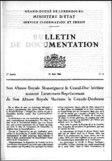 Bulletin de documentation n° 8/1961